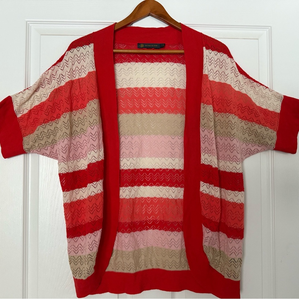 The Limited Outback Red Women's Striped Cardigan - Red, Pink, Cream, Tan